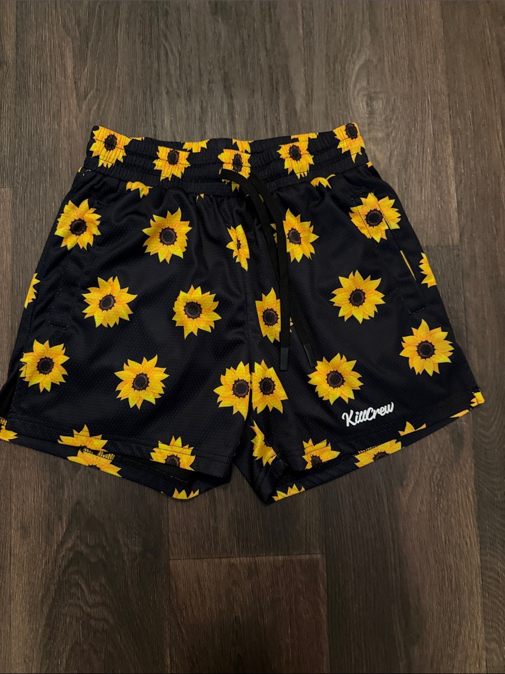 Kill Crew Sunflower Print Athletic Shorts - Black & Yellow